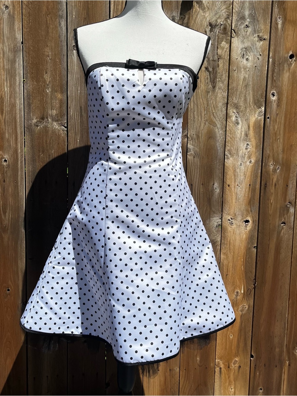 Jessica McClintock Gunne Sax Women's White Polka Dot Strapless A-Line Dress